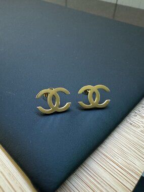 Vintage Gold Earrings - CC Earrings - Gold Studs - Petite - Y2K
